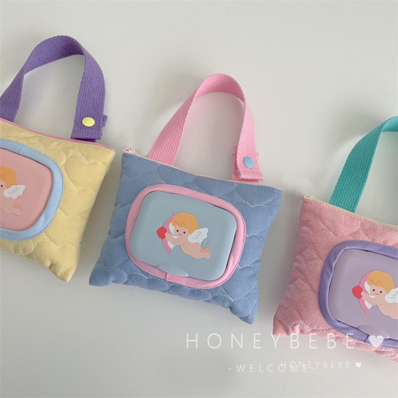 Korea ins Car-Mounted Tissue Box Hanging Type Baby Stroller Wet Wipes Storage Bag Multifunctional Tissue Box Hanging Bag
