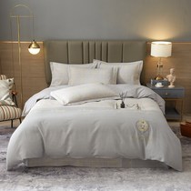 Four-piece set of cotton naked sleeping pure cotton thickened embroidered bed sheet quilt cover autumn and winter double bed linen