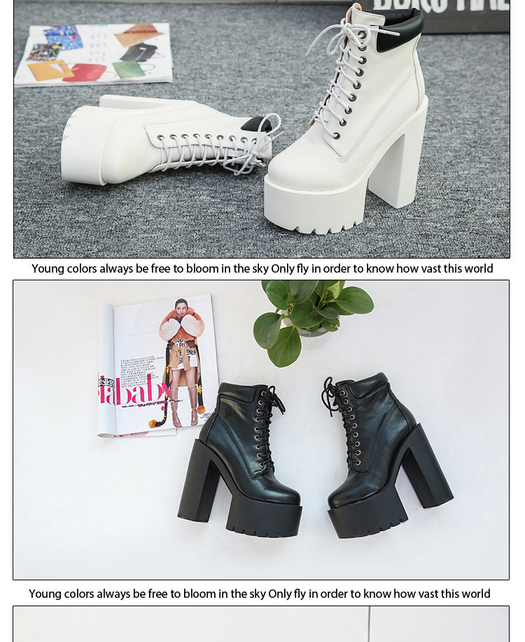 2017 mùa thu và mùa đông mới của Hàn Quốc punk boots siêu cao gót giày của phụ nữ đáy dày 15 CM ghét cao và dày của phụ nữ khởi động boot cổ cao