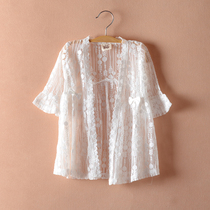 Small shawl girl Summer coat Joker Cardigan thin 2021 New coat Korean version of outside lace wand shoulder tide