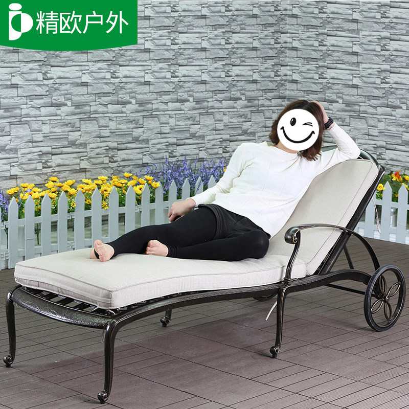 Outdoor beach pool folded aluminum lying courtyard balcony household leisure lunch Simple lazy sleeping chair