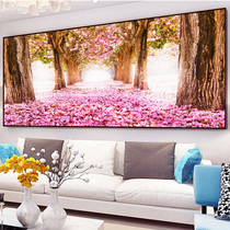 Full embroidery 2021 New embroidery cross stitch cherry tree living room scenery romantic bedroom bedside drawing line embroidery living room home