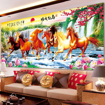 Full embroidery New Cross Stitch horse to success Rising Sun eight horses big cross stitch eight horses embroidery