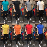 Mùa thu đan tay ngắn nam phiên bản Hàn Quốc của chiếc áo tự cao nửa cổ áo đáy quần màu rắn thun nửa tay áo len hoang dã áo len thủy triều áo hoodie cặp
