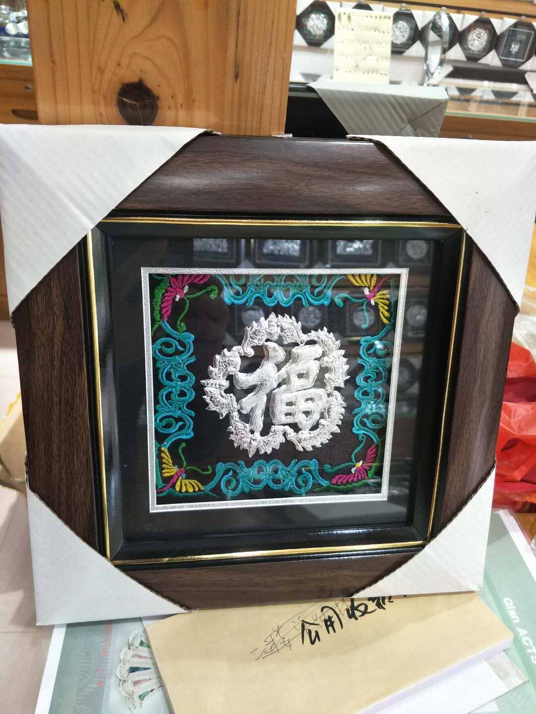 Customized Guizhou ethnic characteristic silver ornament painting Pure handmade silver ornament embroidery process