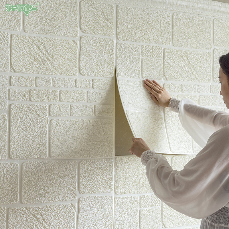 3d solid wall applid sandstone self-adhesive wallpaper brick-and-mortar TV background wall decoration patch wall applid wallpaper soft bag A2