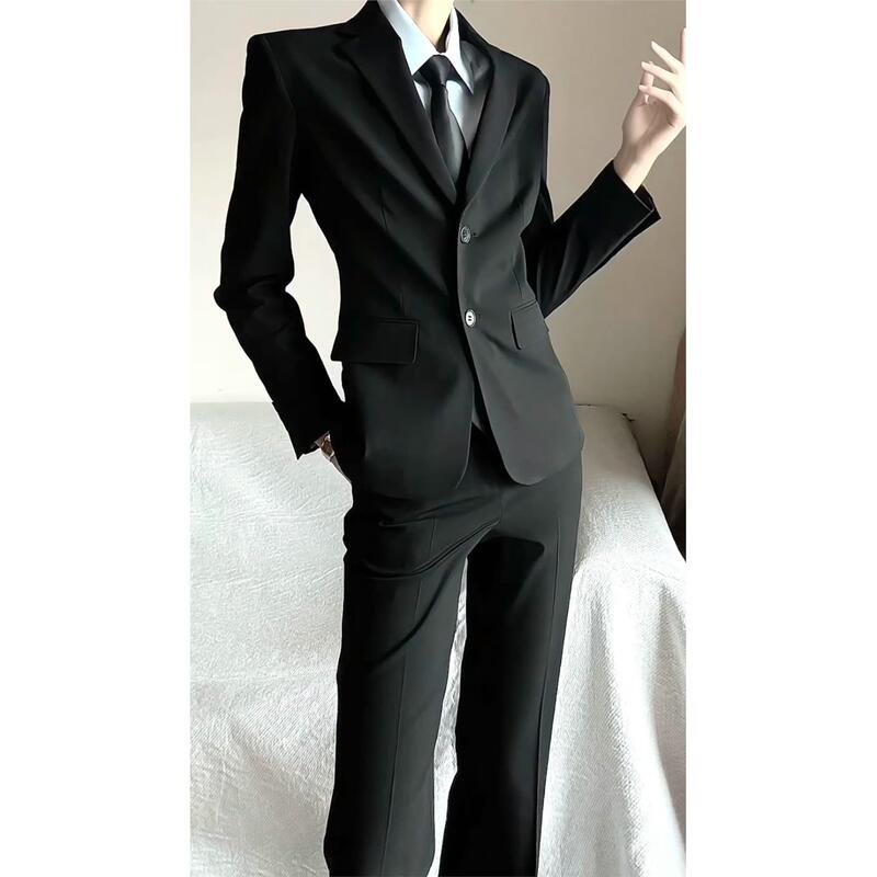 Black Suit Set Cosplay for Men and Women, Padded Shoulder Suit Jacket, Academy Style, High-End Drapey Top for Teenagers Black Suit Set Cosplay for Men and Women, Padded Shoulder Suit Jacket, Academy Style, High-End Drapey Top for Teenagers