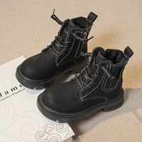 Черные высококачественные флисовые удерживающие тепло сапоги, из натуральной кожи