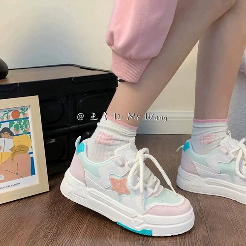 Кроссовки, туфли, универсальная спортивная белая обувь для отдыха на платформе, для средней школы