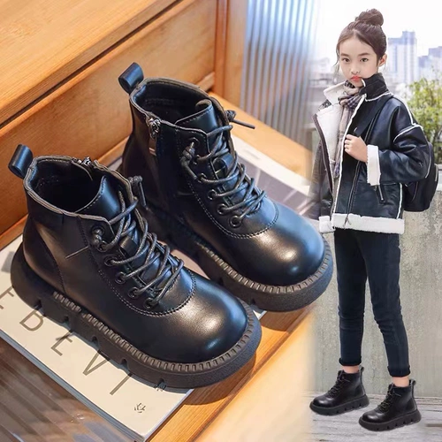 Martens, демисезонные ботинки, черные универсальные короткие сапоги для мальчиков, коллекция 2023, подходит для подростков