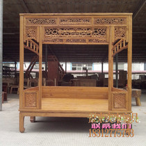 Solid wood tread bed HomeOld elm wedding shelf bed Chinese ancient court bed thousand working bed tug bed