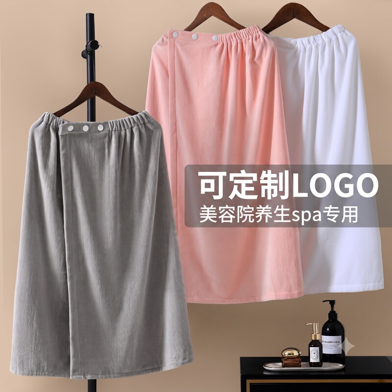 Pure Cotton Wearable Bath Towel for Women, 100% Cotton Full-Body Wrap, Beauty Salon Exclusive Strapless Bath Dress, Bathrobe with Custom Logo