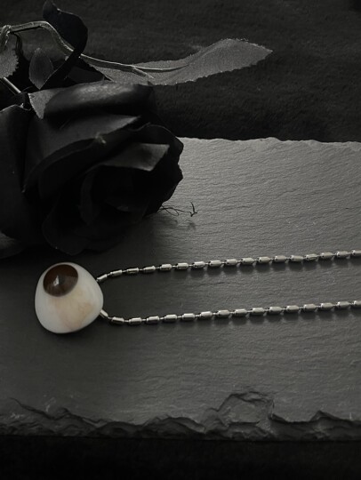 Kiosk Eye Couple Sterling Silver Necklace for Men and Women Trendy Light Luxury High-End Ccp Design Jewelry ins Hip-Hop Accessories