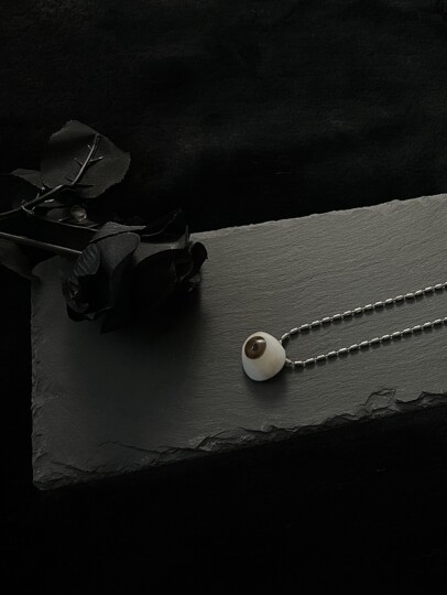 Kiosk Eye Couple Sterling Silver Necklace for Men and Women Trendy Light Luxury High-End Ccp Design Jewelry ins Hip-Hop Accessories