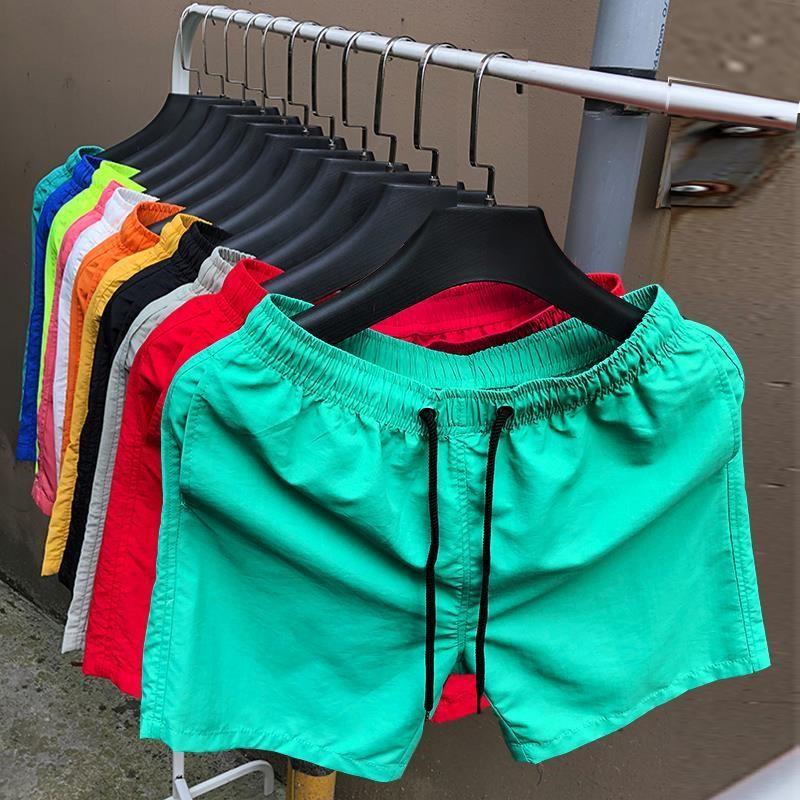 Men's Quarter-Length Pants, Summer Beach Pants, Korean Style Three-Quarter Pants, Quick-Drying Shorts, Candy-Colored Loose Thin Sports Shorts, Trendy