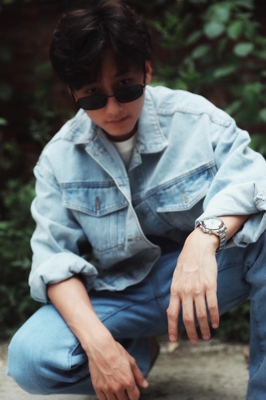 He Jianghai the same 80 Hong Kong style classic retro bat sleeve denim jacket loose washed old denim jacket men