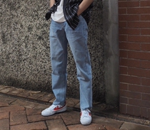 He Jianghai recommends the same new washed retro port wind jeans high waist nine-point straight tube mens casual pants
