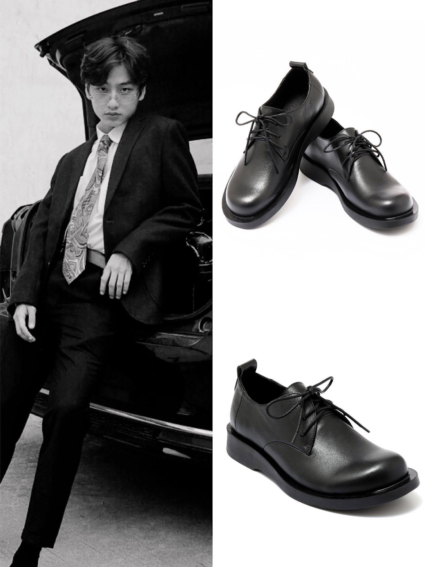 Ho Jianhai Same Original Hand Casual Shoes Vitamin Style Head Leather Wide-Side Large Scarlet Shoes