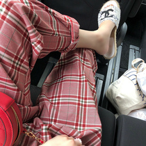 Pregnant Woman Beats Bottom Pants Spring Summer Checkered Wide Leg Pants Fashion Sport High Waist Pituality 90% Tobellied Pants Loose Straight Drum Pants