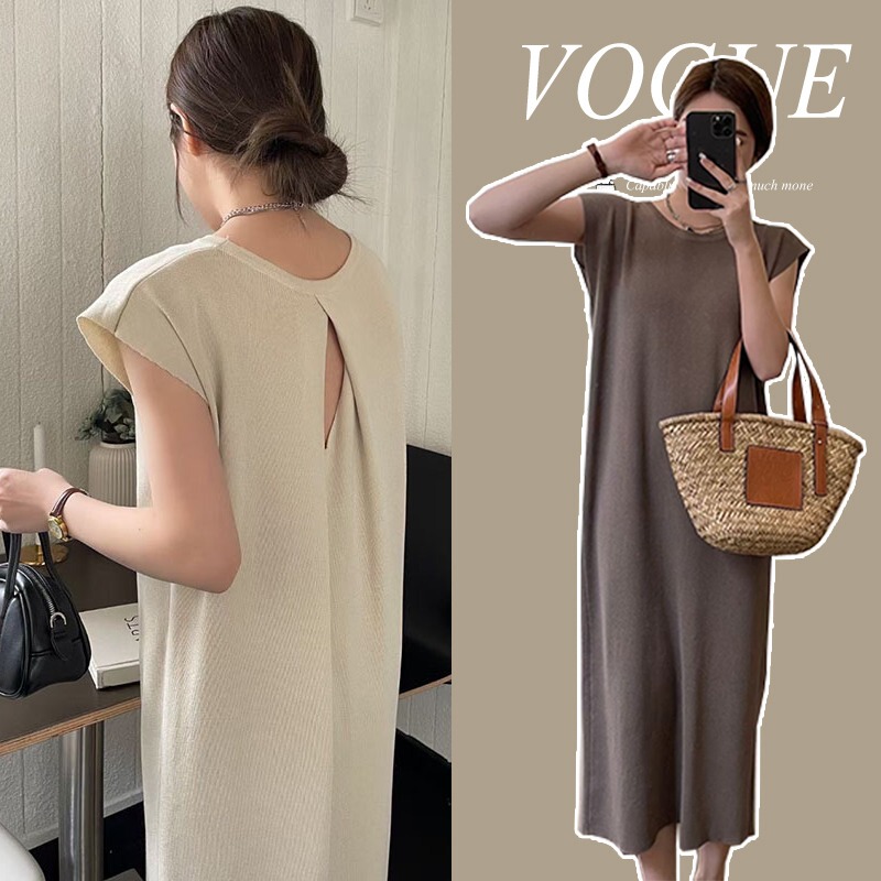 Maternity Dress, Summer Dress, Hollow-Out Style Dress, Women's Backless New Style Spring and Autumn Short-Sleeved Mid-Length Dress Top, Trendy Mom Summer Wear Maternity Dress, Summer Dress, Hollow-Out Style Dress, Women's Backless New Style Spring and Autumn Short-Sleeved Mid-Length Dress Top, Trendy Mom Summer Wear