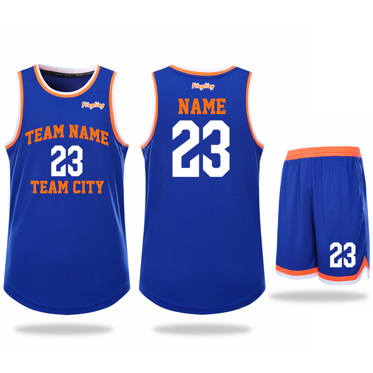 Blue orange basketball suit suit custom men's and women's large size college uniform sports breathable jersey Basketball men's and women's basketball men's and women's basketball men's and women's basketball men's