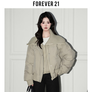 Forever 21 winter retro khaki verdickte daunenjacke damen warme gestrickte revers lose brotjacke