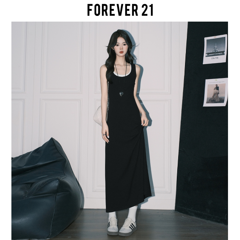 Forever 21 Stylish Casual Two-Piece A-Line Dress for Women, Black U-Neck Patchwork Bodycon Tank Long Dress Forever 21 Stylish Casual Two-Piece A-Line Dress for Women, Black U-Neck Patchwork Bodycon Tank Long Dress