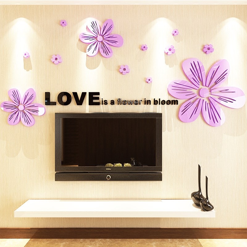 Creative flowers 3d three-dimensional acrylic wall stickers living room sofa bedside TV background wall decoration painting self-adhesive