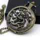 Large retro clamshell zodiac hollow carved pocket watch student old digital necklace elderly quartz watch