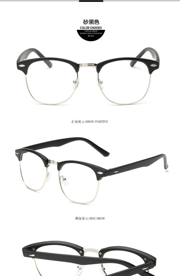 Kính retro gọng kính phiên bản tiếng Hàn của gương phẳng nữ nửa khung kính nam khung mắt siêu nhẹ mặt kính tròn thủy tinh - Kính khung lyys store