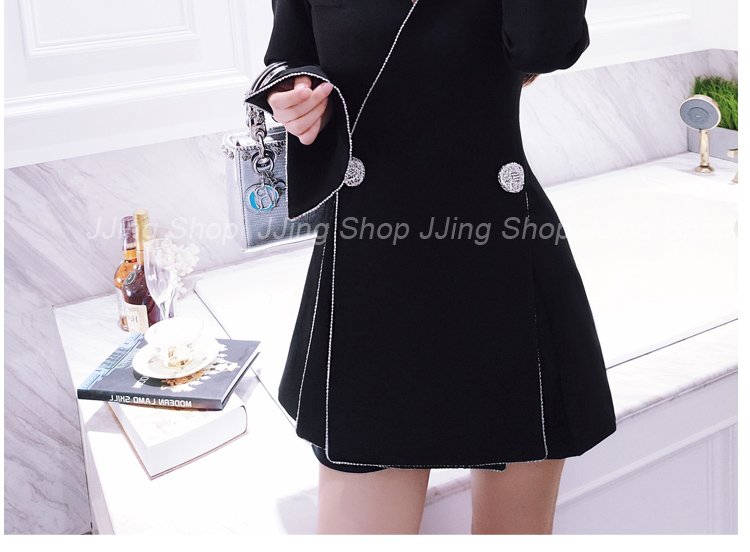 JJing Jingjing độc quyền ban đầu tùy chỉnh Slim rhinestone khóa áo khoác phù hợp trong phần dài áo măng tô nữ