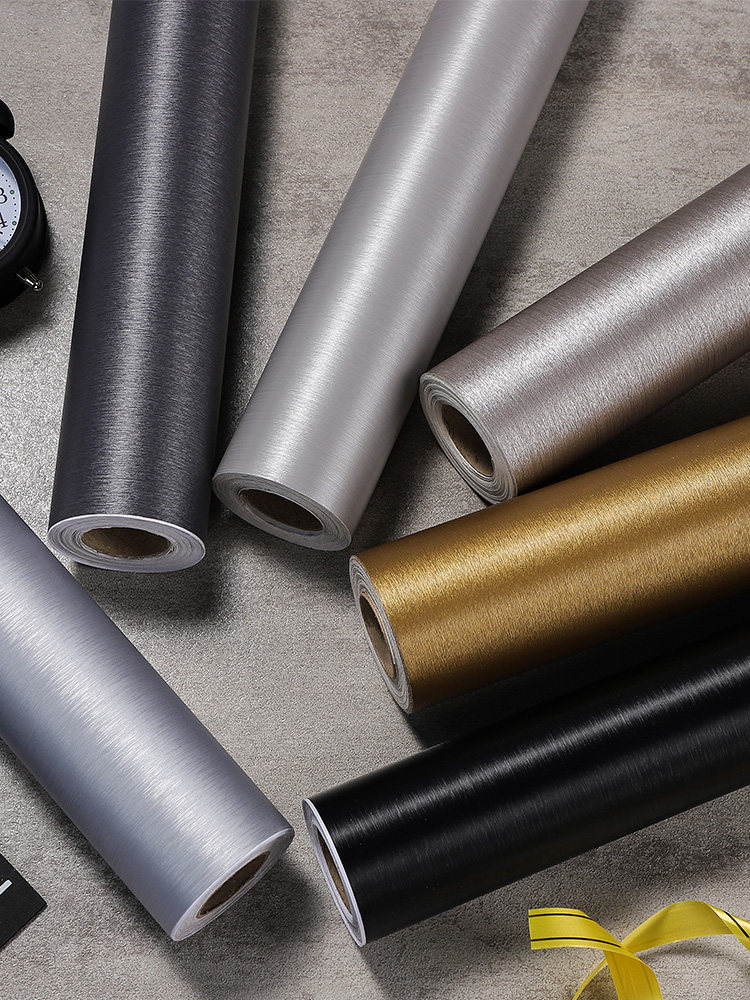 Brushed thickened metal sticker stainless steel refurbished film waterproof kitchen cabinet decoration self-adhesive refrigerator sticker full sticker