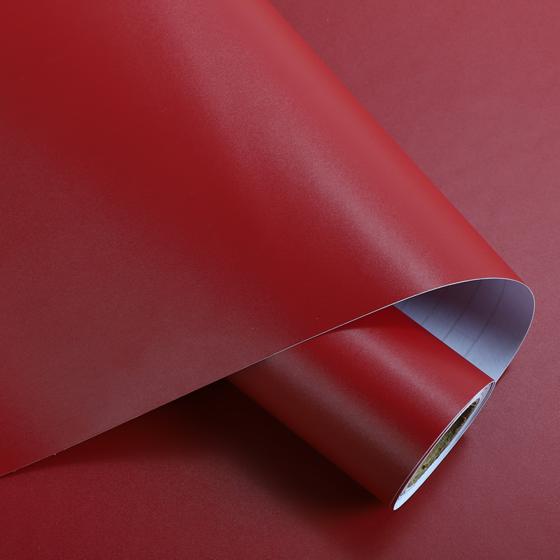 Thick-up date red red sticker wallpaper self-adhesive waterproof non-adhesive wine red wallpaper deep dark red instant ads advertising