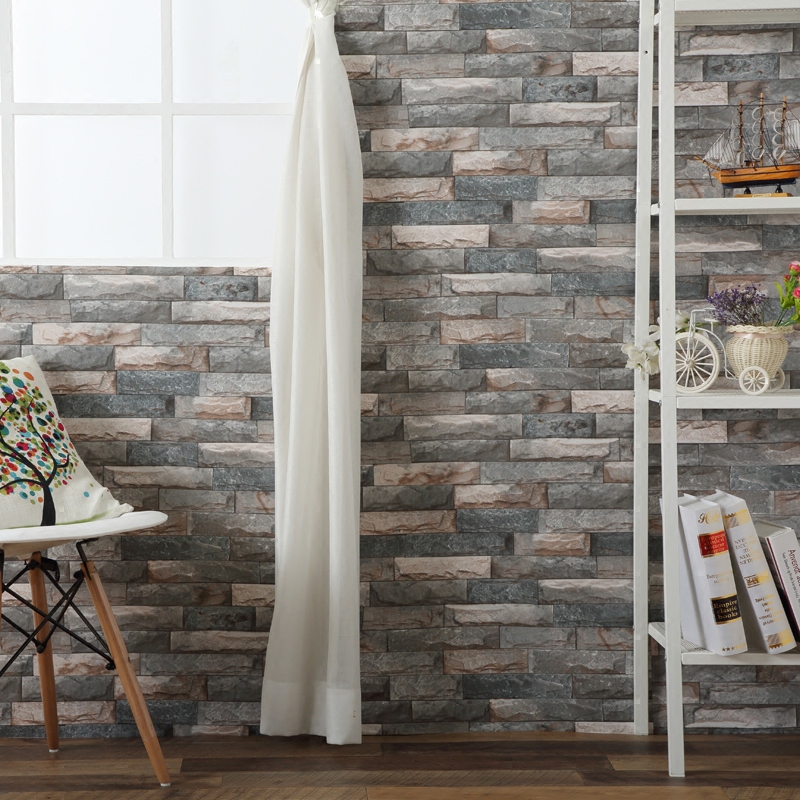 Retro 3D stereoimitated brick-and-mortar brick brick-and-mortar self-adhesive wallpaper Café dining room Cultural stone Self-sticking wallpaper