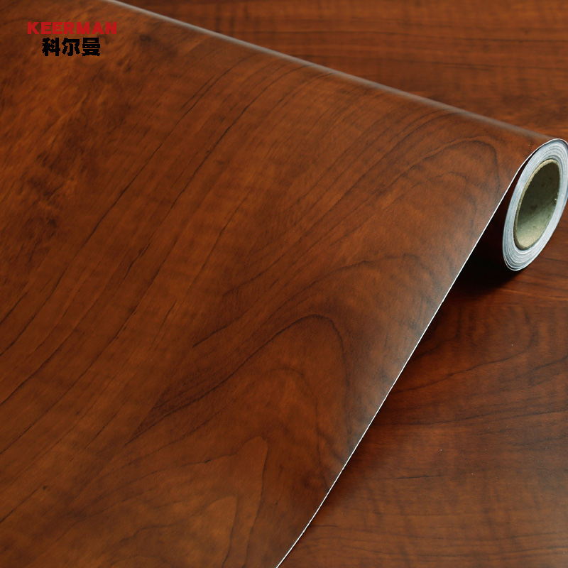 Thickened Waterproof Self-Adhesive Wallpaper Wardrobe Desk Subcabinet Old Furniture Renovated Sticker Wood Grain Imitation Wood Boeing Soft