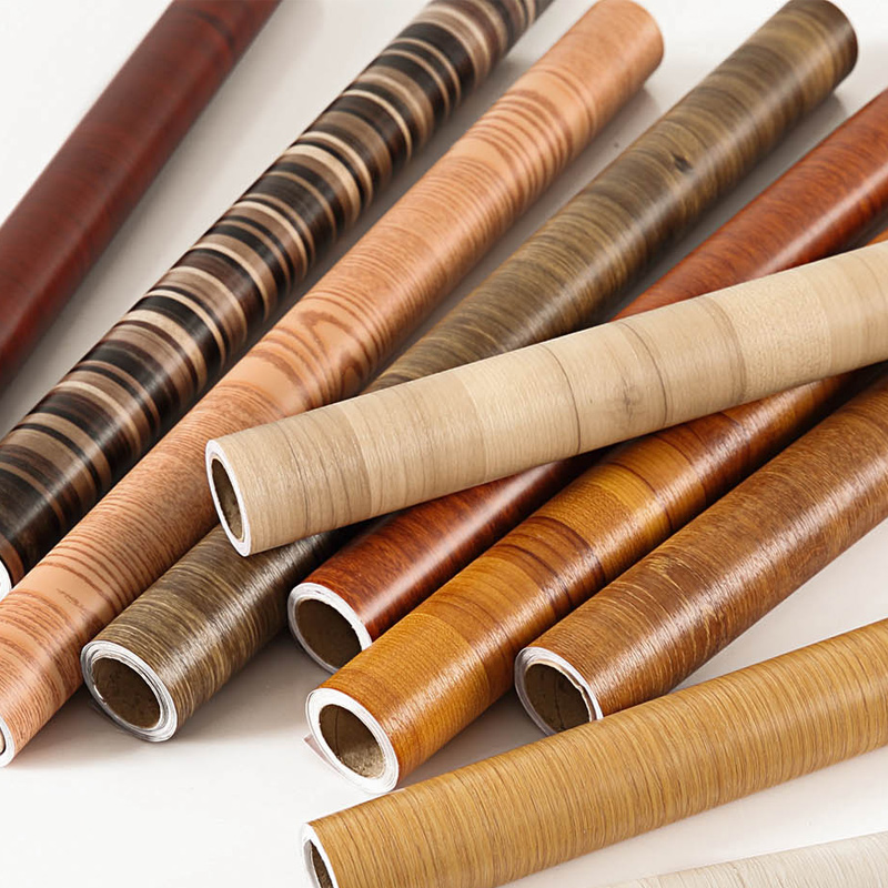 Brown pvc thickened waterproof self-adhesive wallpaper Boeing soft-sheet desktop cabinet furniture renovated stickers with leather wood grain paper
