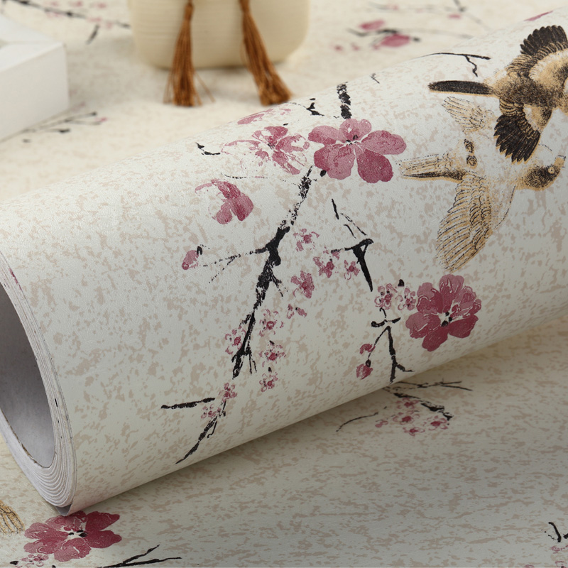 Self-adhesive wallpaper TV wall sticker wallpaper bedroom background wall thickened waterproof moisture-proof Chinese windy wall stickers