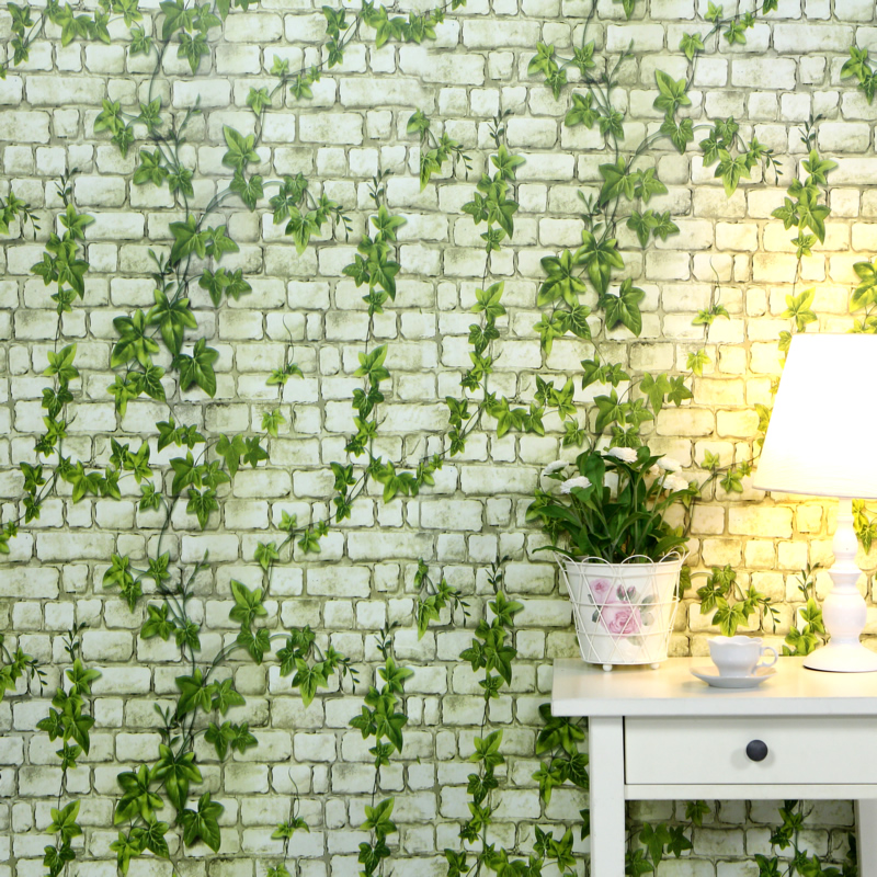 Плющ на кухне. Плющ на стене. Кирпичная стена с зеленью. Самоклеющиеся обои для стен. Белая кирпичная стена с растениями.