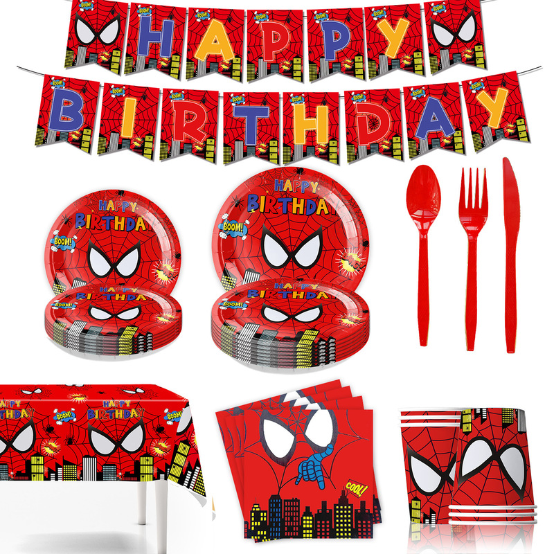 Spiderman Party Supplies Superhero Birthday Tableware Paper Plates Banner Balloons Decorations Spiderman Party Supplies Superhero Birthday Tableware Paper Plates Banner Balloons Decorations