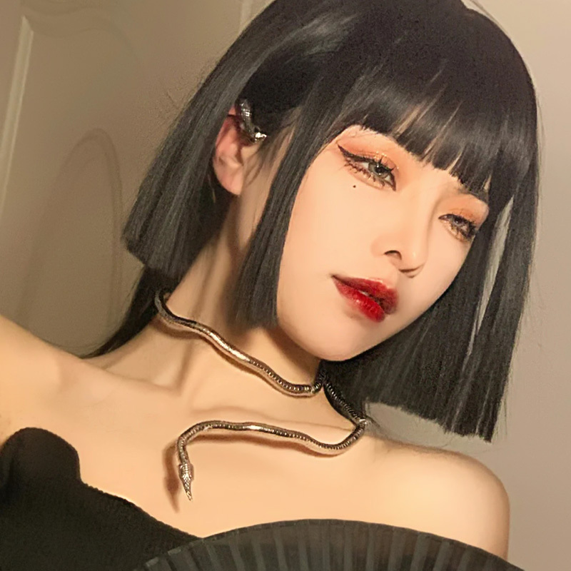 Wrapped Snake-Shaped Bracelet Necklace, Dark Style Neck Jewelry Design, Sexy Snake Female Gold Collar, Male Halloween Jewelry Wrapped Snake-Shaped Bracelet Necklace, Dark Style Neck Jewelry Design, Sexy Snake Female Gold Collar, Male Halloween Jewelry
