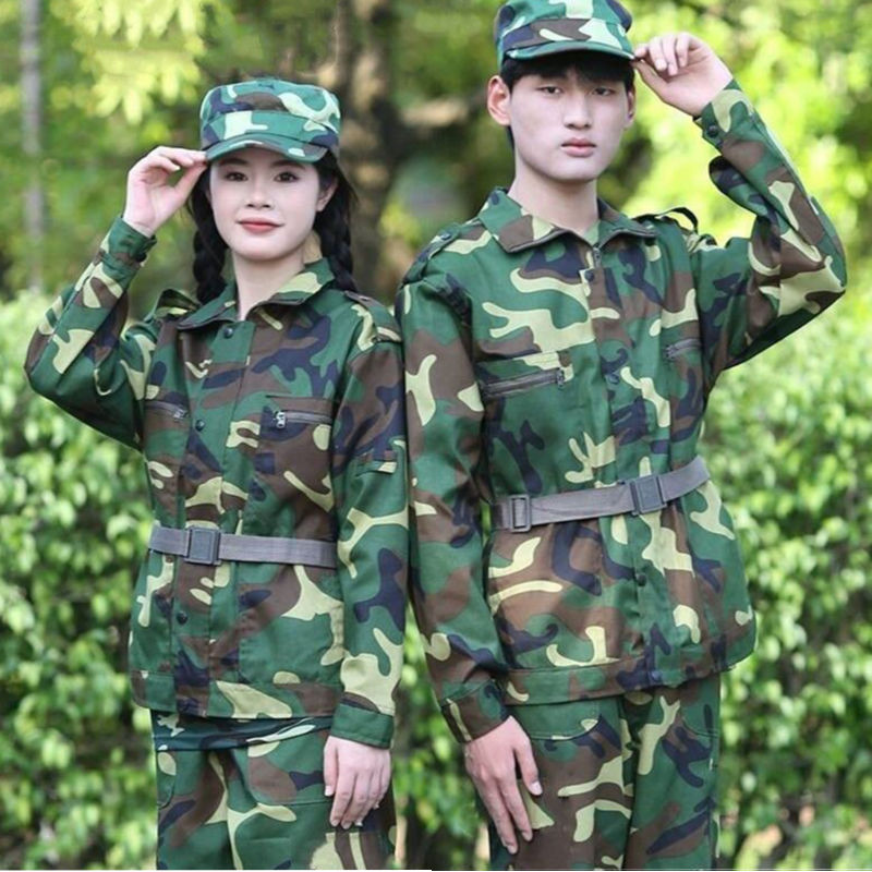 大学生の軍事訓練服春と夏の本物の薄い耐摩耗性と汚れに強い迷彩スーツ男性の建設現場の労働保護服