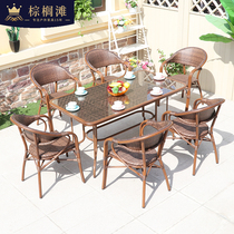 Balcony Table And Table Cane Chair Three Sets Patio Outdoor Outdoor Terrace Outdoor Terrace Casual Table And Chairs Combined Garden Tea Table Small Chairs