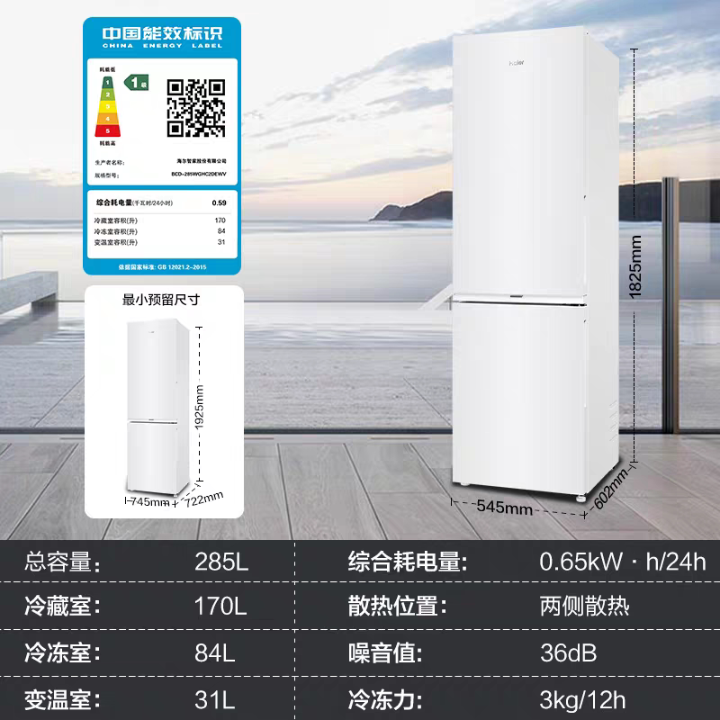 海尔BCD-285WGHC2DEWV冰箱图片