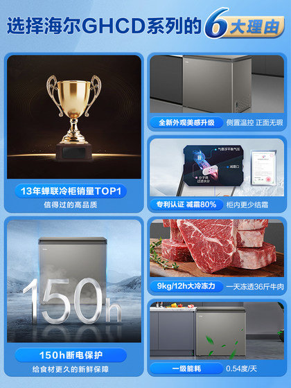海尔142L小冰柜家用小型冰箱冷藏冷冻两用单温一级节能商用冷柜