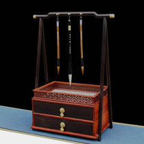 Solid wood mahogany brush holder pen hanging new Chinese creative multi-function desktop storage stateroy gift box