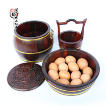 Mahogany descendant barrel Large red acid branch wood carving descendant barrel Three-piece wedding gift solid Trojan horse barrel descendant barrel