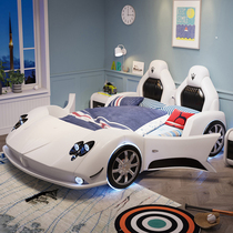 Childrens bed boys and girls creative fashion leather bed net Red Car childrens bed 1 5 meters single bed spot