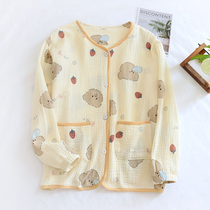 Single Piece Blouse Spring Autumn Season New Gauze Lady Long Sleeve Sleeping Clothes Cartoon Teenage Girl Home Clothes Fashion Casual Pure Cotton