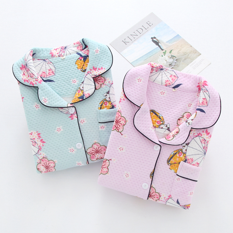 Bộ đồ ngủ nam và nữ cotton mùa thu và mùa đông dài tay mẫu đôi lỏng lẻo ấm dày dày không khí phục vụ nhà phù hợp với các kiểu đồ bộ mặc ở nhà đẹp