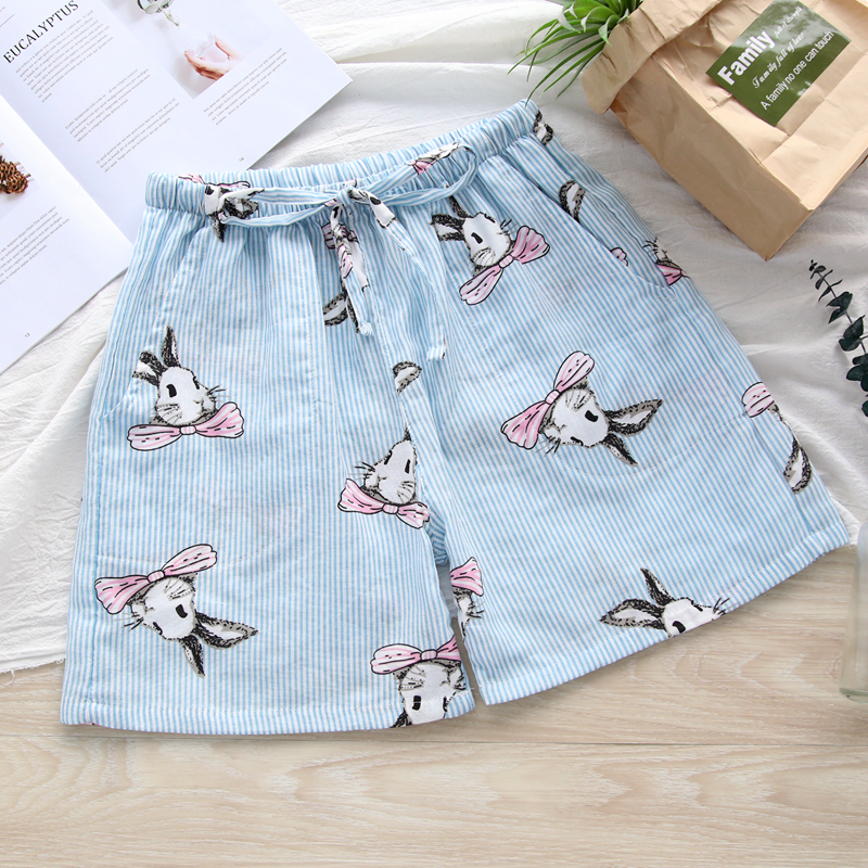 Quần short của phụ nữ phần mỏng đồ ngủ mùa hè của phụ nữ bông đôi gạc năm quần bông không- in thường nhà quần quần ấm mùa đông cho nữ